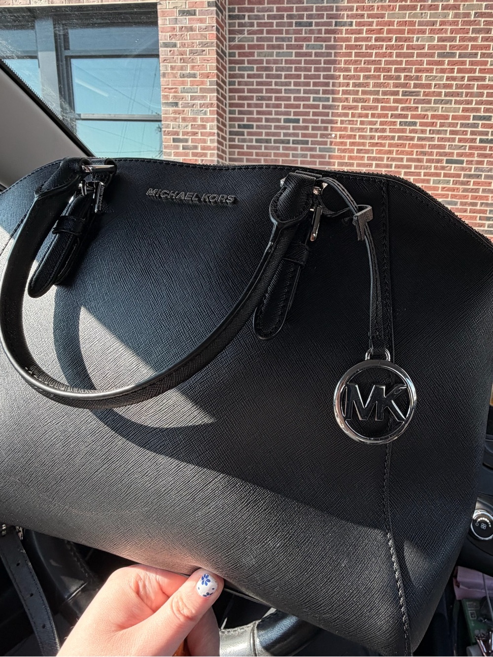 Michael Kors Black Saffiano Satchel with Silver Hardware - Picture 2 of 8